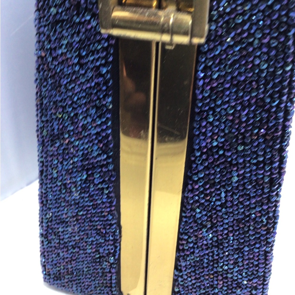 Vintage 1940’s Du Bonnette Elegant Blue glass Beaded evening Bag - Picture 3 of 13